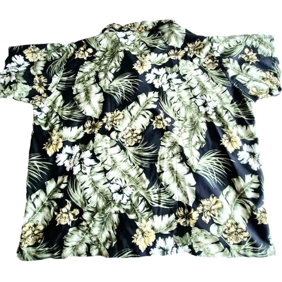 Rima Black Multi Short Sleeve Button-Up Hawaiian Shirt Palm Party Spring Summer - Picture 2 of 5
